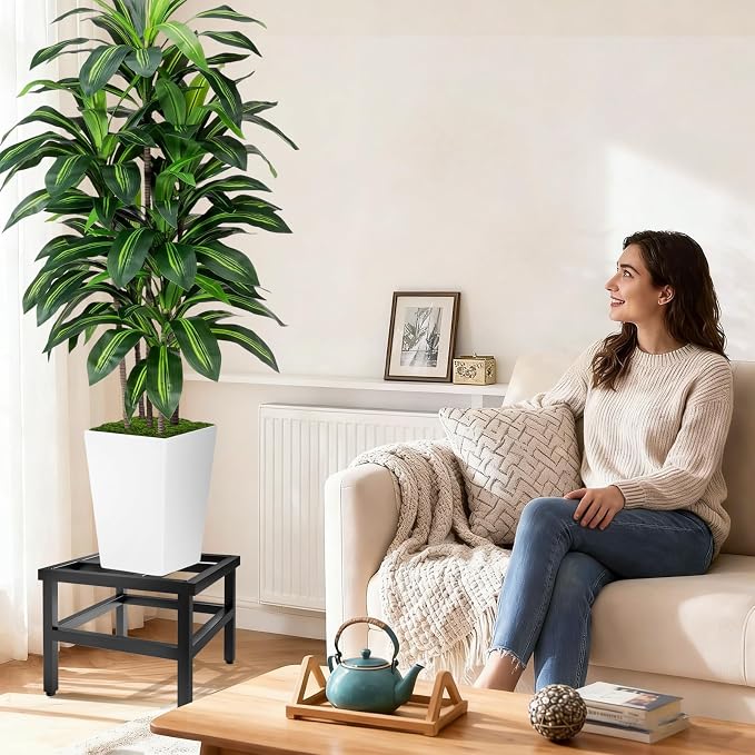 Plant Stand Indoor Outdoor, 2-Pack Heavy Duty Plant Stands Riser Metal Pedestal Stand for 12 Inch Flower Pot, Wrought Iron Flower Stand Display Planter Shelf for Living Room, Patio