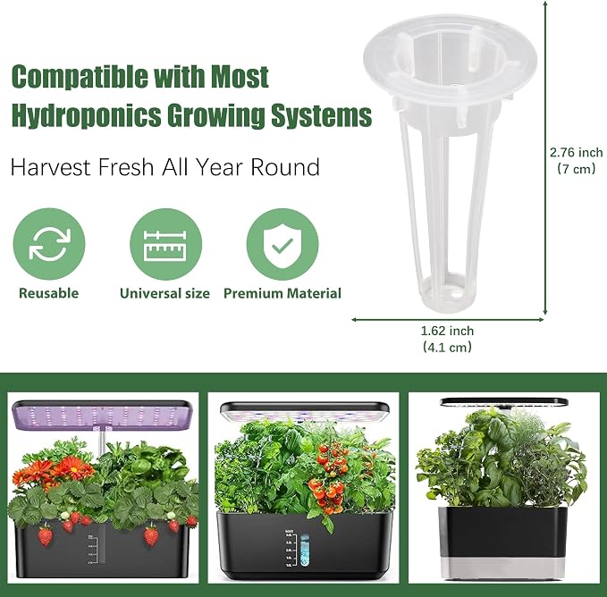 Spinach Seed Pods Kit for Hydroponic, 12 Pods Grow Anything Hydroponics Kit for Indoor Garden, Hydroponics Supplies with 12 Grow Sponges, 12 Plant Baskets, Spinach Seeds - 12 POD
