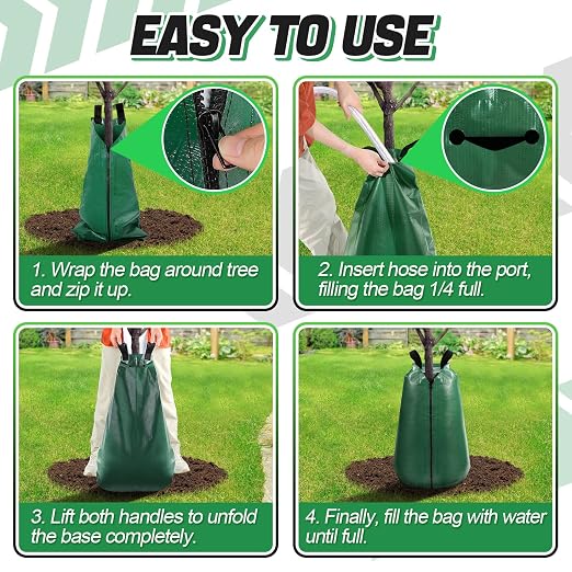 4 Packs Slow Release Tree Watering Bags - 20 Gallon Zippered Automatic Drip Irrigation Bags for New Planted and Transplanted Trees