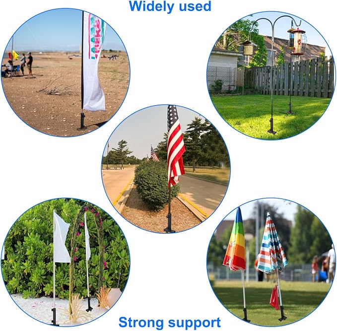 Flag Spike Ground Stake,Ground Spike Flag Pole Holder Metal Stakes for Ground, Feather Flag Base, Universal Light Stakes