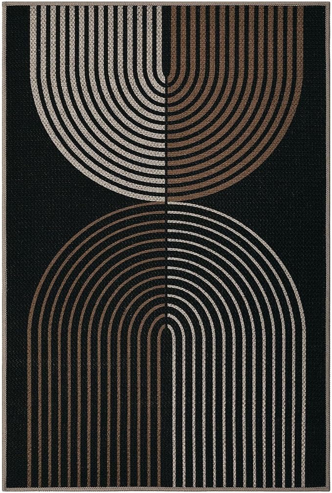 GarveeHome Modern Rainbow Easy Jute 3x5 Patio Rug, Washable Rugs for Entryway Farmhouse Non Slip Indoor Door Mat Carpet for Entry Mudroom Porch Decor