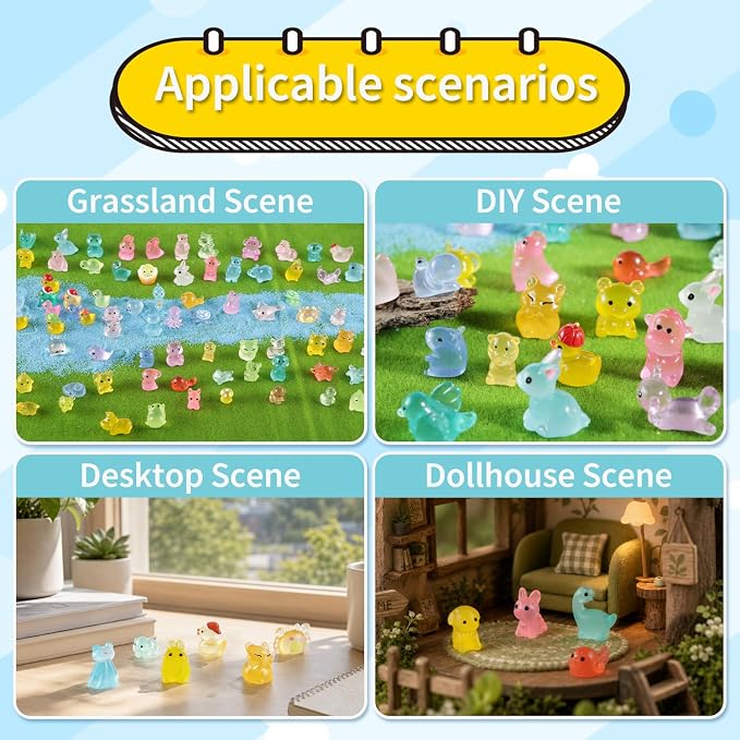 300 Mini Resin Animals Styles Variety Tiny Animals Figures Miniature Little Small Animal Figurines Bulk for Micro Fairy Garden Landscape Accessories Hide Crafts Decor Aquarium