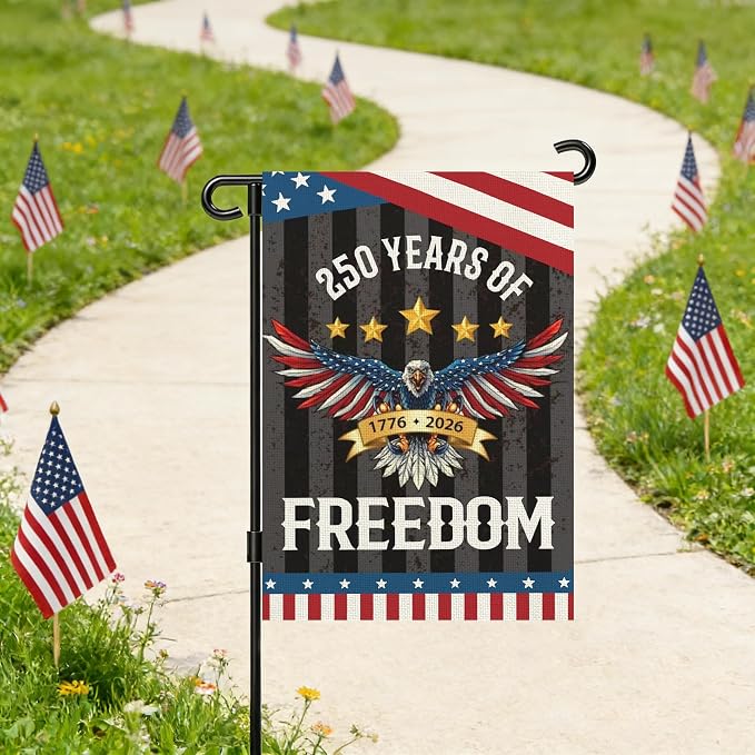 250 Anniversary Usa Garden Flags for Outside, 250 Anniversary USA Flag 1776-2026 Commemorative Patriotic Yard Sign Outdoor Design Banner 4th of July Decorations Double Sided Waterproof Flag with Eagle Design 250 Year American Flag 12x18 Inch