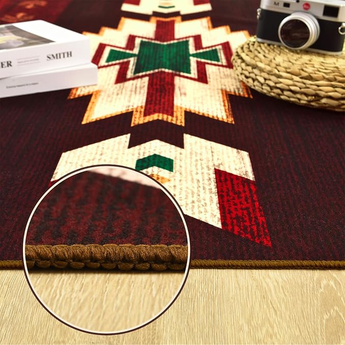 BENRON Western Entryway Rug 2x3, Small Area Rugs for Kitchen, Red | Southwest aztec Rug,Throw Rugs for Hallway Porch Front Door Washable