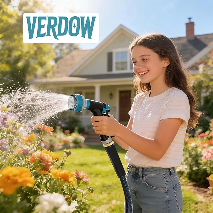 75ft Garden Hose, Flexible Water Hose with 10-Function Nozzle, Lightweight, Kink-Free, Wear-Resistant Outdoor Hose, 3/4" Rustproof Fittings for Yard, Car Wash, Pet