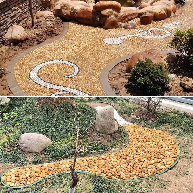 YISZM 20lbs Yellow River Rocks for Landscaping, 1-2 Inch Natural Pebbles for Indoor Plants, High Polished Decorative Stones Vase Filler Fish Tank Aquariums Garden