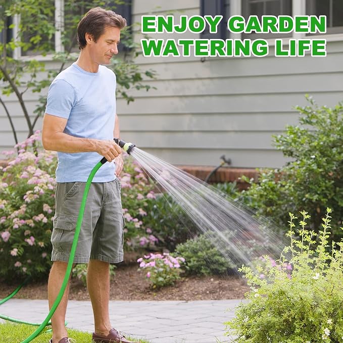 YOTOO Heavy Duty Hybrid Garden Hose 5/8-Inch by 50-Feet 150 PSI Water Hose, Kink Resistant, Flexible with Swivel Grip Handle and 3/4" GHT Solid Brass Fittings, Green+Blue
