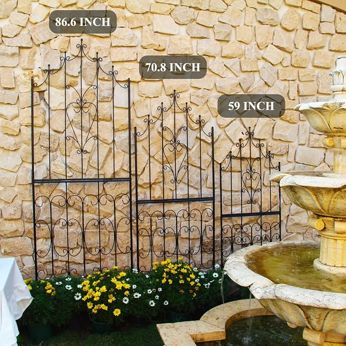 Metal Trellis 86.6" H x 29.5" W Powder-Coated Black Attractive Plant Support Garden Trellis Stylish Garden Addition Lattice Outdoor Yard Décor Roses Vine Ivy Clematis Trellises Black