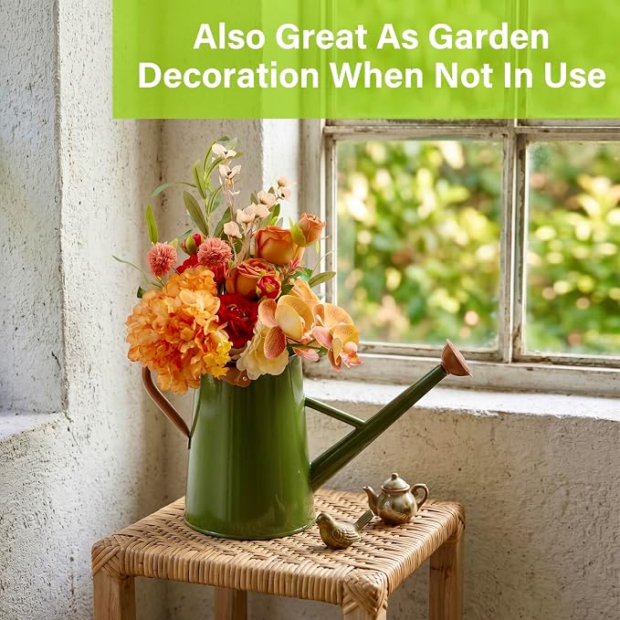 Watering Can for Outdoor&Indoor Plants,1.5 Gallon(5.7L) Metal Watering Can with with Removable Spout,Large Galvanized Steel Garden Flower Water Can Watering Pot with 2 Handles,Dark Green