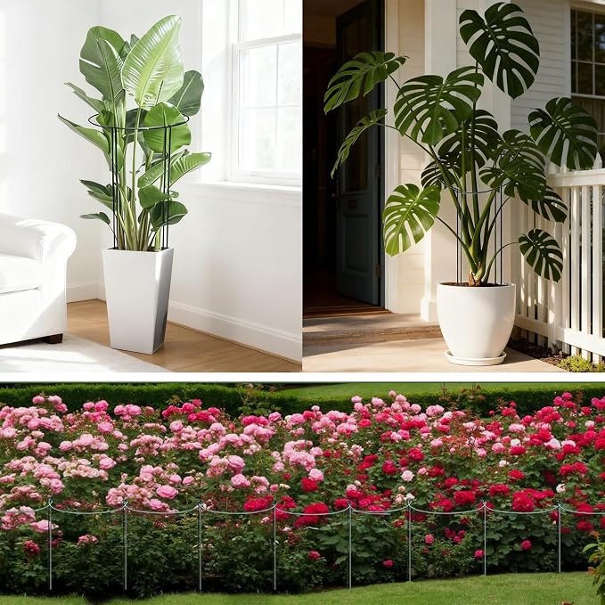 30in Tall Heavy-Duty Plant Support Stakes, 6 Pack Adjustable Peony Cages & Supports for Outdoor Plants, Large Garden Plant Stakes for Peony, Tomato, Hydrangea with Extension Stakes