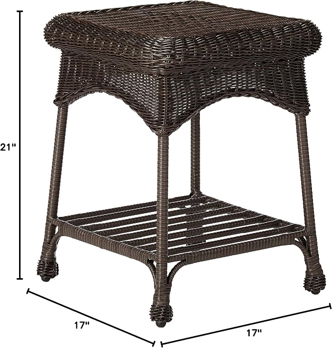 Outdoor Espresso Wicker End Table