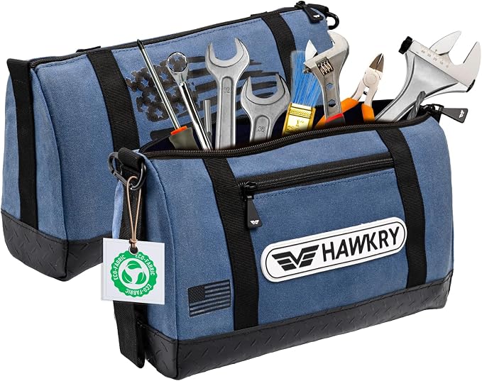 HAWKRY Heavy Duty Canvas Tool Bag โ Waterproof Canvas Zipper Pouch, Garden Tool Bag, Construction Bags Heavy Duty, Small Zipper Pouch, Motorcycle Tool, Multipurpose Fishing Bag