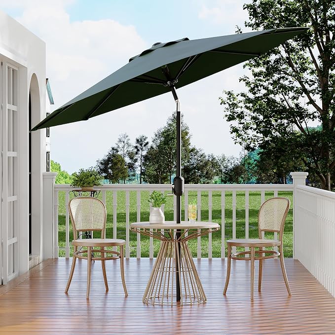 Garvee 10FT Patio Umbrella - Outdoor Table Umbrella with Smooth Crank Lift, Push Button Tilt and 8 Sturdy Ribs - Market Umbrella UV Protection Waterproof for Pool, Deck, Yard, Garden