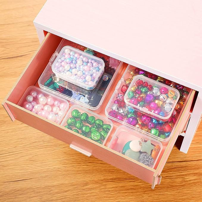 SATINIOR 200 Pcs Clear Plastic Beads Storage Containers Box Small Clear Boxes with Hinged Lid Plastic Case Mini Square Arts Crafts Storage Organizers for Small Items (2.48 × 2.48 × 1.57 Inch)