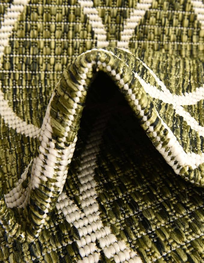Unique Loom Outdoor Trellis Collection Area Rug - Gitter (2' x 3' 1" Rectangle, Green/ Ivory)