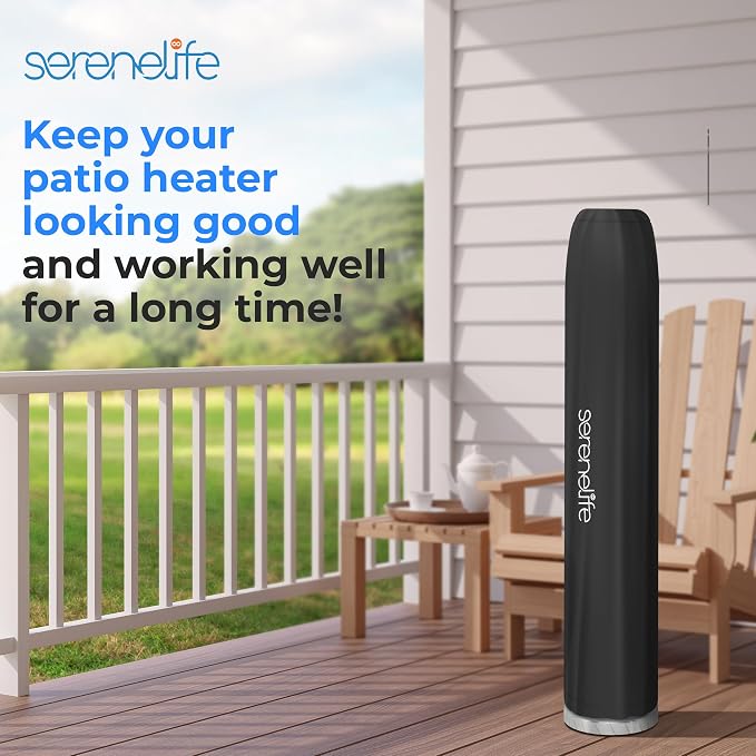 SereneLife Patio Heater Cover Bag for SLOHT50 Infrared Outdoor Electric Space Heater, Heavy Duty Propane Heater Cover, Durable, Tearproof, Waterproof, Dustproof, Wind/Sun/ Snow Resistant