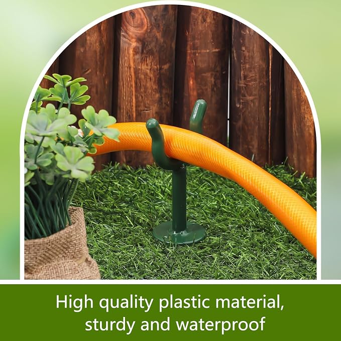 Taiyin 20 Pcs 1'' Garden Hose Holder Brackets Garden Guide Holder Decorative Outdoor Guide Stakes Support Spike Plant Tool to Keep off Lawn for Yard (Green)