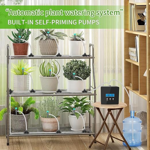 Automatic drip Irrigation System,DIY Indoor Plant Watering System,Self-Priming Pump, programmable Timer, Indoor Pot Plant Watering Device