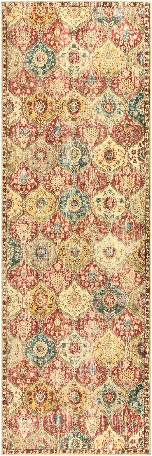 Lahome Moroccan Washable Runner Rug, 2x6 Soft Kitchen Runners for Hallways | Trellis 6 Feet Non Slip Vintage Laundry Room Rug Ultra-Thin Carpet for Bathroom Bedroom Entryway Elise, Red Orange