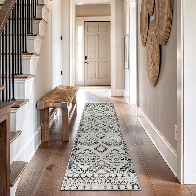 Rugshop Southwestern Geometric Tribal Boho Runner Rug Soft Cream 2' 3" x 8' | Size 2' 3" x 8', Living Room, Bedroom, Dining Room, Home Office, Kitchen, Entryway, Hallway, Nursery, Kids Room, Guest Room