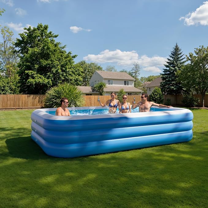 Inflatable Pool for Adults, 103" x 65" x 22" Blow Up Pools, Rectangular Family Swimming Pool