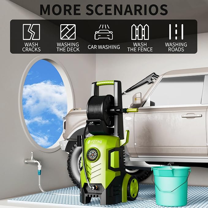 2026New Pressure Power Washer 5000PSI with Adjustable Touch Screen 8 Level, 34" Tall, 4 Quick Connect Nozzles,Inlet Hose&Filter&500mlFoam Cannon for Cars/Fences/Driveways/Home Cleaning (Yellow)