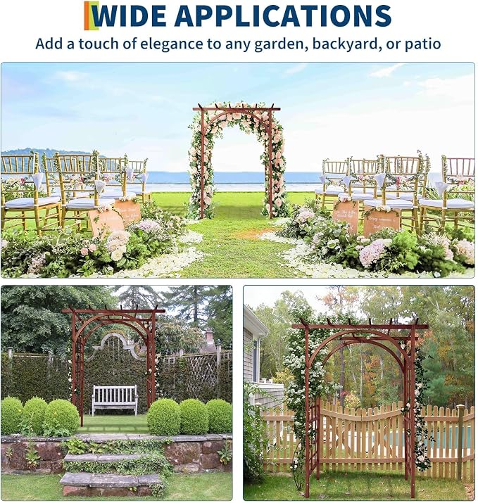Garvee 85 in Wooden Garden Arbor,Solid Fir Wood Trellis for Plant Climbing,Wedding Ceremony Decoration Pergola for Garden Backyard,Lawn,Teak