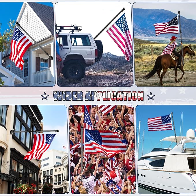 REERON Flag Pole Kit for House, 6 FT Stainless Steel Spinning Flag Pole, 1" Rustproof Porch Flagpole with 360° Metal Anti-wrap Flagpole Rings & 2-Position Bracket for Outdoor Home Sport for 3x5 Flags