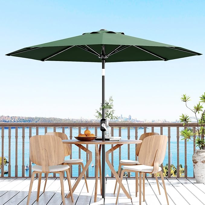 Garvee 9FT Patio Umbrella - Outdoor Table Umbrella with Smooth Crank Lift, Push Button Tilt and 8 Sturdy Ribs - Market Umbrella UV Protection Waterproof for Pool, Deck, Yard, Garden