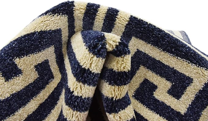 Unique Loom Athens Collection Classic Geometric Modern Border Design Area Rug (2' 0 x 3' 0 Rectangular, Navy Blue/ Beige)