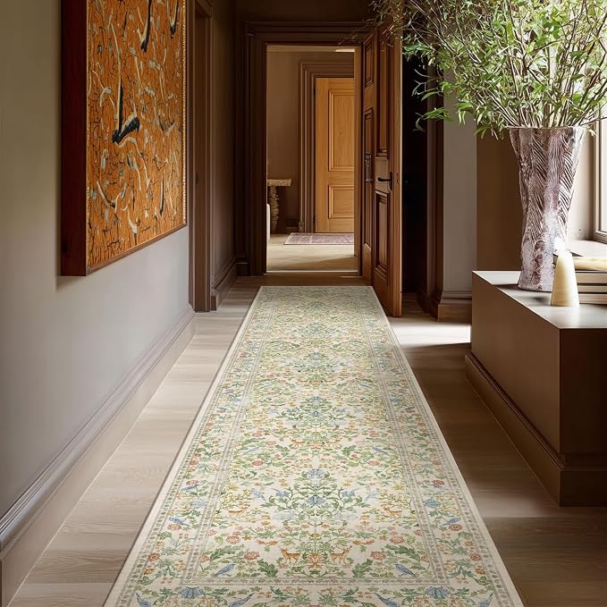 Washable Runners for Hallways Kitchen Rug: 2'x10' Runner Rugs Stain Resistant Non Slip Low Pile Soft Indoor Carpet Runner Rugs for Entryway Hallway Bedroom Kitchen Beside Bathroom Laundry Room