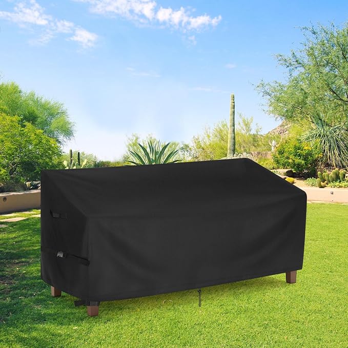 Outdoor Bench Cover for SERWALL Benches, 49inch Patio Bench Covers Waterproof Heavy Duty for Entryway Bench/Garden Benches, Black-49x23x35in