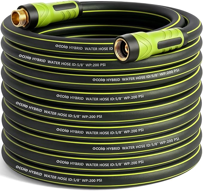 Garden Hose 100ft x 5/8", Heavy Duty Water Hose, Flexible and Durable, Kink Resistant Lightweight Hybrid Hose, Leakproof Yard Hose with Male to Female Fittings