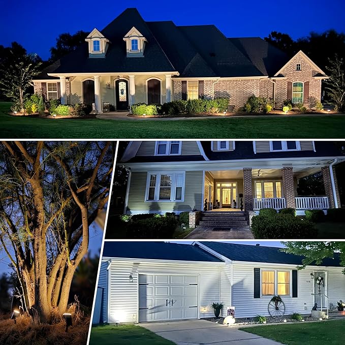 AUDERWIN Solar spotlights Outdoor 63 LED 3 Lighting Modes, IP65 Waterproof Lighten Yard Garden House Garage Pathway for Christmas Decorations-8 Pack
