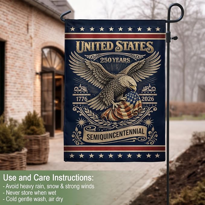 1776-2026 Commemorative, 250 Anniversary Usa Flag, Dualided Design, American 250th Anniversary Patriotic Design, American Flag With Eagle, Garden Flags For Outside 1 (12x18 Inch)