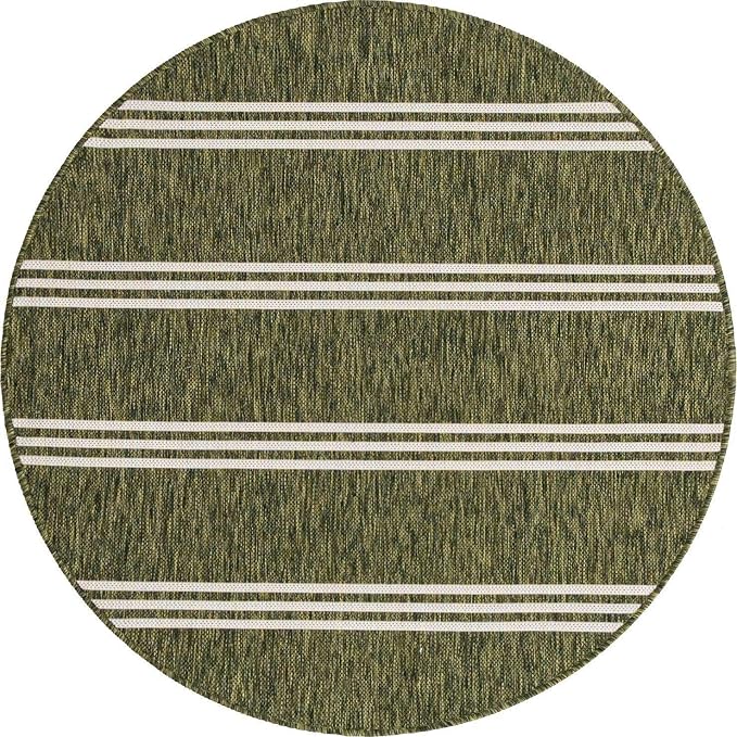 Unique Loom Jill Zarin Outdoor Collection Area Rug - Anguilla (4' 1' Round, Green/ Ivory)