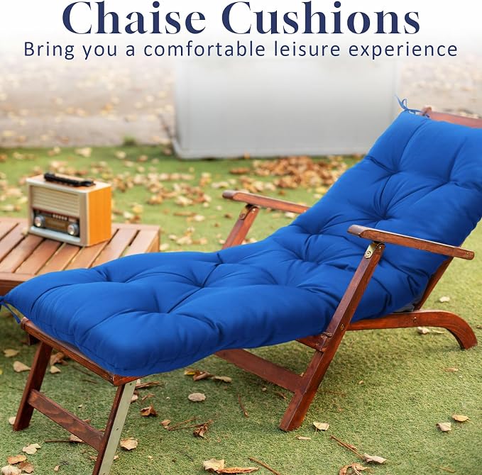 Wenqik Outdoor Bench Cushion 44 x 19 x 5 Inch Waterproof Patio Swing Cushion with Removable Zippered Cover Adjustable Ties Seat Pad for Porch Bench Garden Loveseat (Navy Blue, Classic)