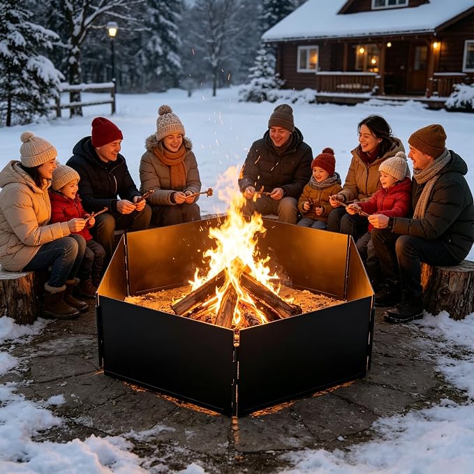 31 Inch Foldable Smokeless Fire Pit Ring, Heavy Duty Steel Fire Ring Liner Insert for Outdoor DIY Campfire Above or In-Ground, Anti-Rust Firepit for Backyard Camping Patio Bonfire