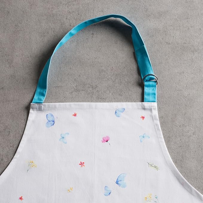 Maison d' Hermine Aprons for women with Pocket 100% Cotton (27.50"x31.50") | Adjustable Neck Strap & long ties Apron Men Chef Wedding Cooking Gardening Server Maid