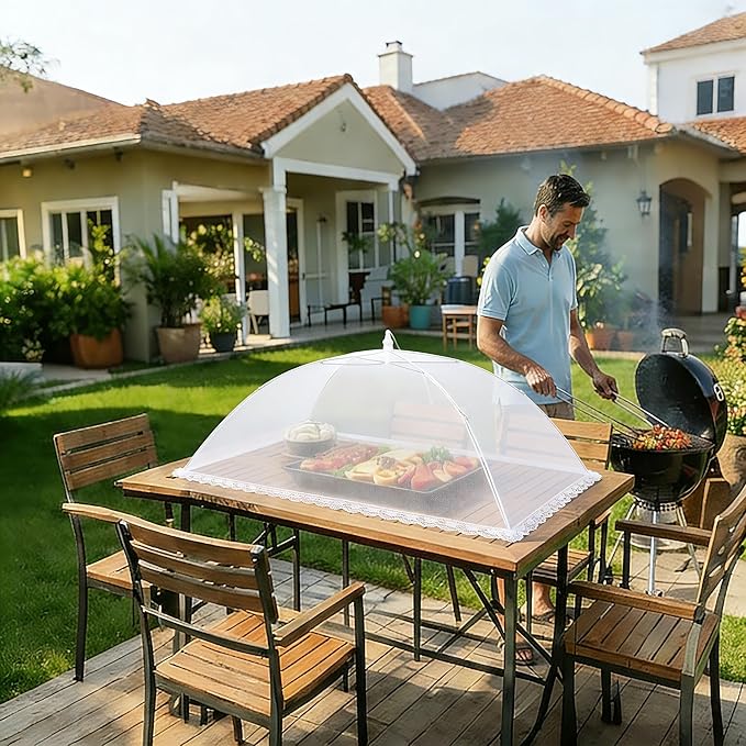 HBlife Inflatable Serving Bar with Jumbo Mesh Food Cover, Party Supplies for Picnics BBQ Gathering, 2 Inflatable Cooler, 2 Large Food Tents Food Covers for Outside