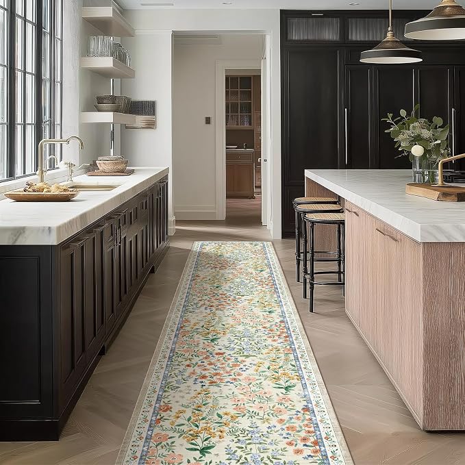 Washable Kitchen Rug Runners for Hallways: 2'x10' Bedroom Runner Non Slip Low Pile Stain Resistant Soft Indoor Floor Carpet Runner Rugs for Entryway Hallway Kitchen Laundry Room Farmhouse