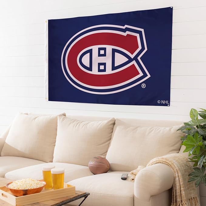 Team Sports America NHL Montreal Canadiens 3' x 5' Outdoor Durable Flag with Grommets, Heavy Duty Flag & Banner for Outdoor Garden Patio, Indoor Wall Decor Flag, Works with Flag Poles for House