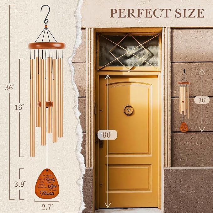 Leebbsin 40th Wedding Anniversary Wind Chime, Happy 40th Anniversary Romantic Gifts for Couple, Parents, Wife, Husband, Friends, Ruby Anniversary's Keepsake Gifts Ideas, Large-36''