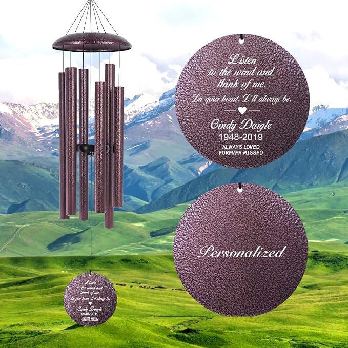 ASTARIN 36" Large Deep Tone Personalized Sympathy Wind Chimes, Memorial Wind Chime for Loss of Mother Father Loved One, Bereavement Gifts Decor Outdoor Patio Garden Graveyard, Produced in Texas