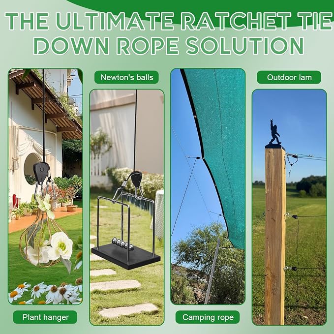 Grow Light Rope Hanger 2Pairs, Adjustable Rope Ratchet Hangers 150 Lbs per Pair with Stainless Steel 2.5" S Hook