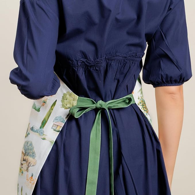 Maison d' Hermine Aprons for women with Pocket 100% Cotton (27.50"x31.50") | Adjustable Neck Strap & long ties Apron Men Chef Wedding Cooking Gardening Server Maid