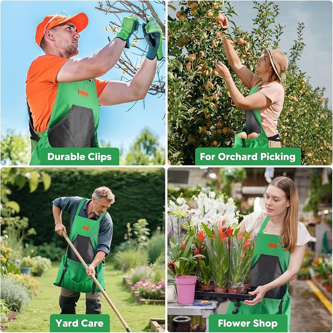 Gardening Apron,Harvest Apron with Multi-pocket for Men Women, Adjustable Cross-Back Straps, Garden Gifts for Mom,Dad