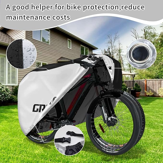 Bike Covers Outdoor Storage Waterproof. It Comes in 3 Colors and 2 Sizes. The Bike Cover is Equipped With a Bike Chain Lock