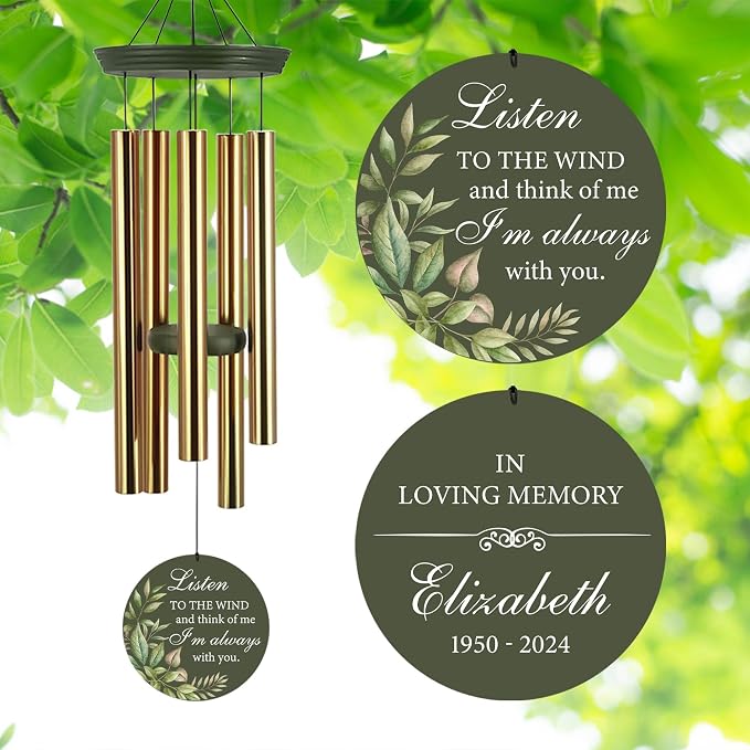 ASTARIN Personalized Memorial 30"/36" Wind Chimes for Loss of Loved One Mom Dad, Produced in Texas Memorial Gifts for Sympathy Bereavement Remember, Deep Tone in Memory of Wind Chimes for Outside