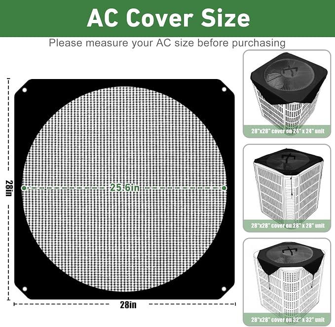 Central Air Conditioner Cover for Outside Winter, 28x28in Universal Air Conditioning Cover, Mesh and Oxford AC Covers for Outdoor Units with AC Stand